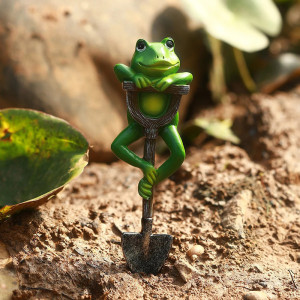 Frosch an Schaufel Ornament – Lustige & süße Gartendeko