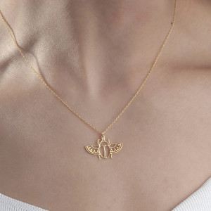 Durchbrochene Skarabäus Halskette – Sonnendesign in Gold & Silber