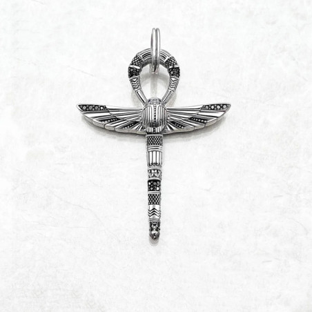 Ankh Skarabäus Anhänger aus 925 Silber | Ägyptischer Talisman