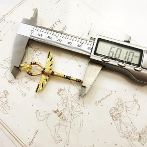 Ankh-Anhänger mit Skarabäus Gold | 925 Silber & schwarze Steine