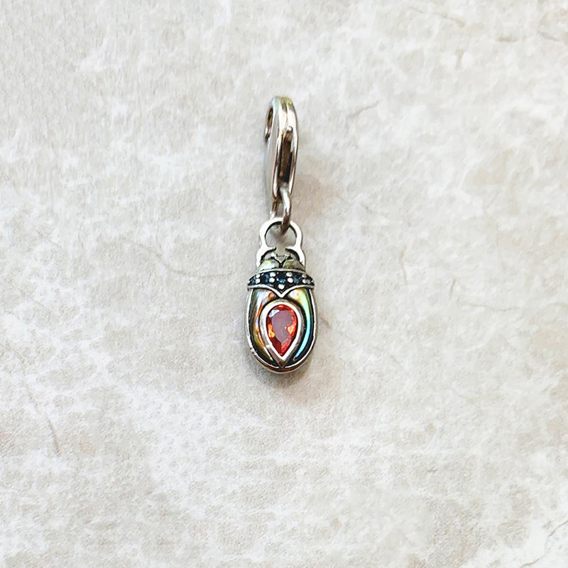 Vintage Skarabäus Anhänger – 925 Silber & Roter Stein | 2 Modelle