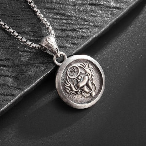Skarabäus Halskette mit Horusauge – Mystisches Silber-Medaillon