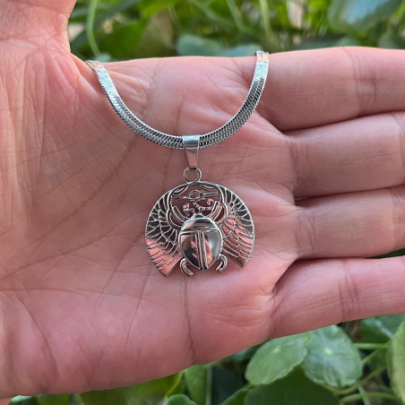 Skarabäus Halskette Sonnenflügel - Silber & Gold | Mystischer Schmuck