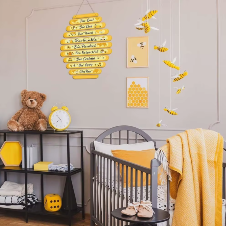 Bienen Wanddeko „Bienenstock-Regeln“ | Positives Holzschild