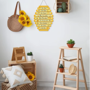 Bienen Wanddeko „Bienenstock-Regeln“ | Positives Holzschild