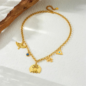 Ägyptische Skarabäus Kette – Goldener Talisman mit Horusauge