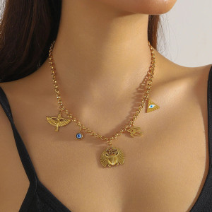 Ägyptische Skarabäus Kette – Goldener Talisman mit Horusauge