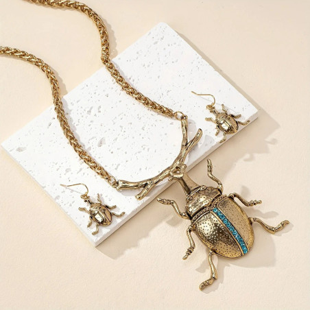 Skarabäus Schmuckset Gold | Halskette & Ohrringe "Königlich"