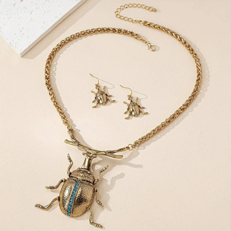 Skarabäus Schmuckset Gold | Halskette & Ohrringe "Königlich"
