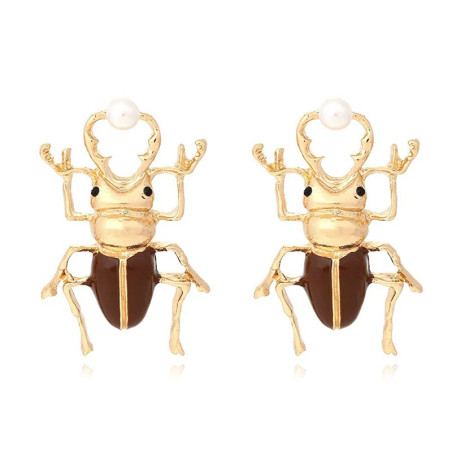 Antike Skarabäus-Ohrringe mit Perle – Insektenschmuck