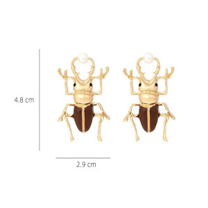 Antike Skarabäus-Ohrringe mit Perle – Insektenschmuck