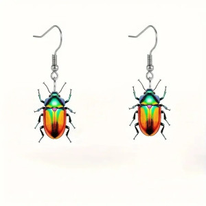 Tropische Regenbogen-Käfer Ohrringe – Exotischer & Glänzender Look