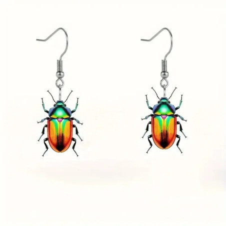 Tropische Regenbogen-Käfer Ohrringe – Exotischer & Glänzender Look