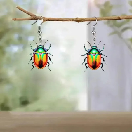 Tropische Regenbogen-Käfer Ohrringe – Exotischer & Glänzender Look