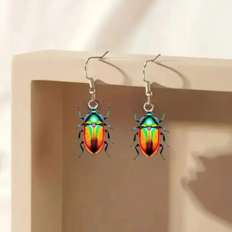 Tropische Regenbogen-Käfer Ohrringe – Exotischer & Glänzender Look