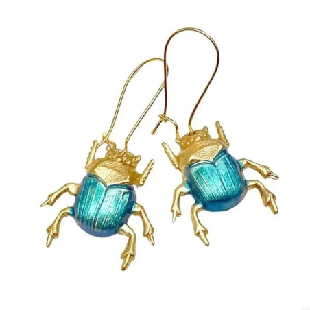 Antike Skarabäus-Ohrringe Azurblau – Eleganter Talisman