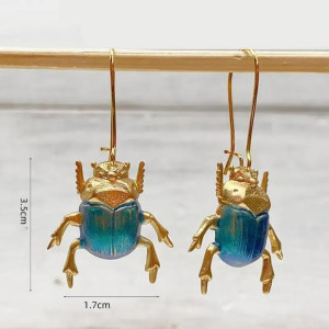 Antike Skarabäus-Ohrringe Azurblau – Eleganter Talisman