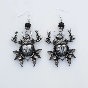 Mystische Botanische Skarabäus-Ohrringe – Totem & Hexen Schmuck