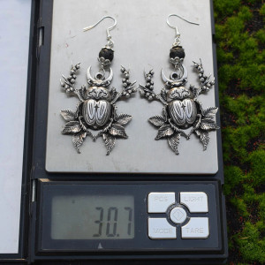 Mystische Botanische Skarabäus-Ohrringe – Totem & Hexen Schmuck
