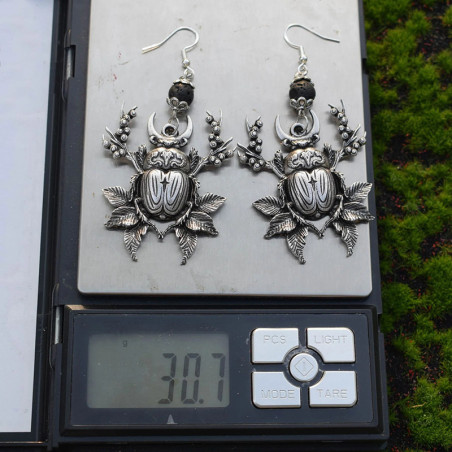 Mystische Botanische Skarabäus-Ohrringe – Totem & Hexen Schmuck