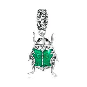 Skarabäus Charm Smaragdgrün | Glücksbringer aus 925 Silber