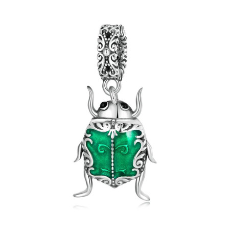 Skarabäus Charm Smaragdgrün | Glücksbringer aus 925 Silber