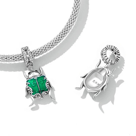 Skarabäus Charm Smaragdgrün | Glücksbringer aus 925 Silber