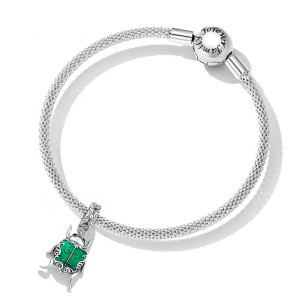 Skarabäus Charm Smaragdgrün | Glücksbringer aus 925 Silber
