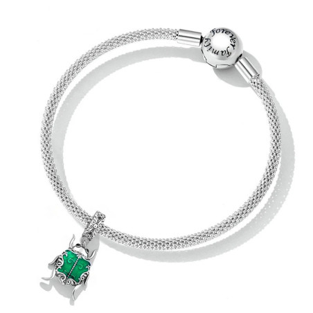 Skarabäus Charm Smaragdgrün | Glücksbringer aus 925 Silber