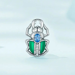 Mystischer Azur-Skarabäus Charm 925 Silber – Eleganter Glücksbringer