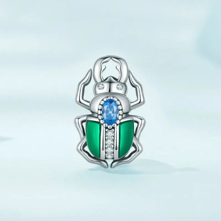 Mystischer Azur-Skarabäus Charm 925 Silber – Eleganter Glücksbringer