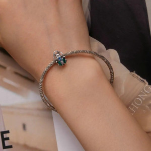 Mystischer Azur-Skarabäus Charm 925 Silber – Eleganter Glücksbringer