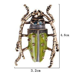 Pistazien-Skarabäus-Brosche – Insektenschmuck Grün & Gold Vintage