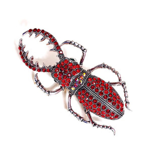 Rubin Skarabäus-Brosche – Skarabäus Schmuck mit roten Zangen