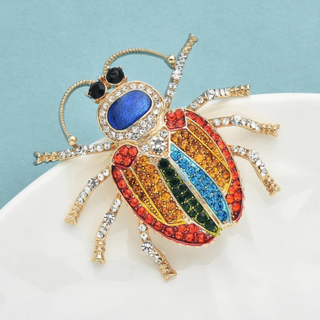 Regenbogen-Skarabäus-Brosche – Bunter funkelnder Schmuck