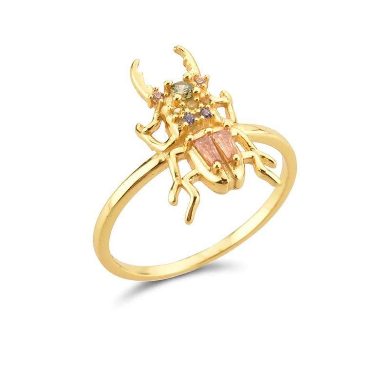 Skarabäus Ring Bicolor – Süßer Käfer Schmuck in Silber & Gold