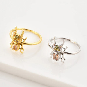 Skarabäus Ring Bicolor – Süßer Käfer Schmuck in Silber & Gold