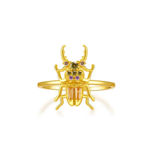 Eleganter Skarabäus Ring – Feiner Schmuck mit bunten Kristallen