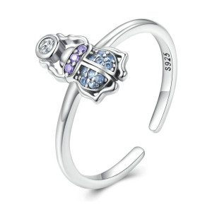 Skarabäus Ring 'Boreales Funkeln' – 925 Silber Verstellbar
