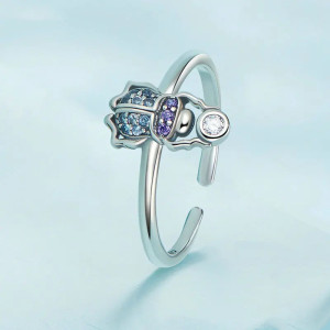 Skarabäus Ring 'Boreales Funkeln' – 925 Silber Verstellbar