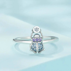 Skarabäus Ring 'Boreales Funkeln' – 925 Silber Verstellbar