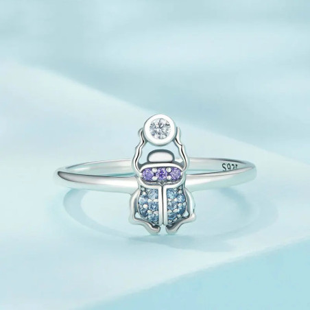 Skarabäus Ring 'Boreales Funkeln' – 925 Silber Verstellbar
