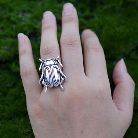 Skarabäus Ring 'Verzauberter Wald' – Mystischer Silberschmuck