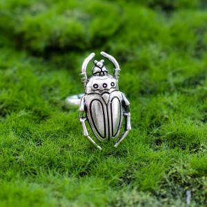 Skarabäus Ring Geheimnisvoller Wald – Antiksilber Talisman