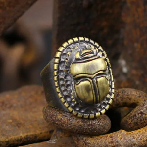 Antiker Mystischer Skarabäus-Ring – Totemischer Bronze-Schmuck