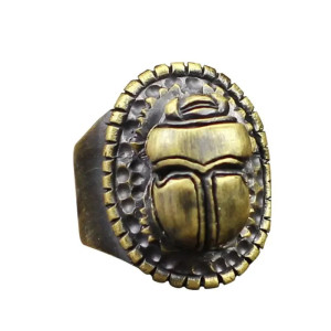 Antiker Mystischer Skarabäus-Ring – Totemischer Bronze-Schmuck