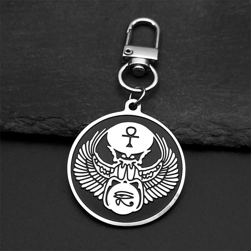 Schlüsselanhänger Ewiger Ankh-Skarabäus – Symbol aus Edelstahl