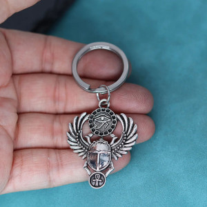 Schlüsselanhänger Skarabäus Heiliges Auge | Amulett Antiksilber