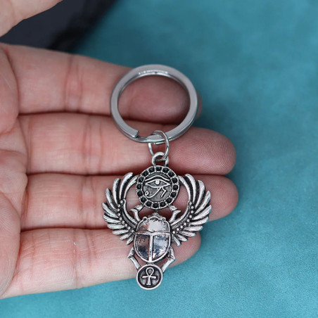 Schlüsselanhänger Skarabäus Heiliges Auge | Amulett Antiksilber