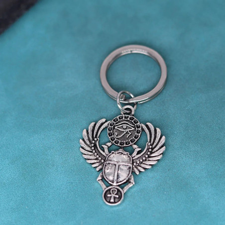 Schlüsselanhänger Skarabäus Heiliges Auge | Amulett Antiksilber